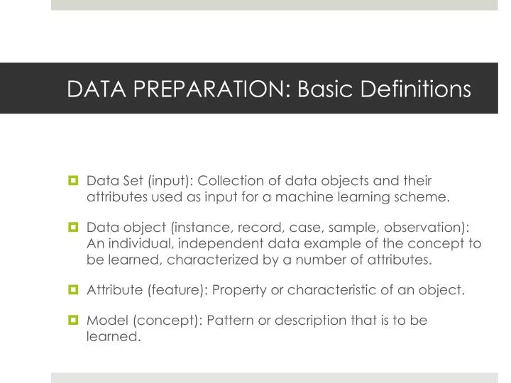 data preparation basic definitions