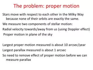The problem: proper motion