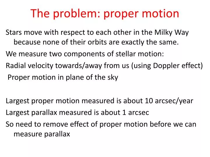 the problem proper motion