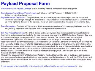 Payload Proposal Form