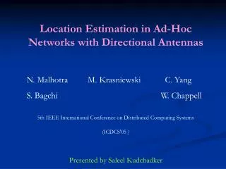 Location Estimation in Ad-Hoc Networks with Directional Antennas