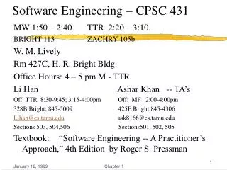 Software Engineering ? CPSC 431