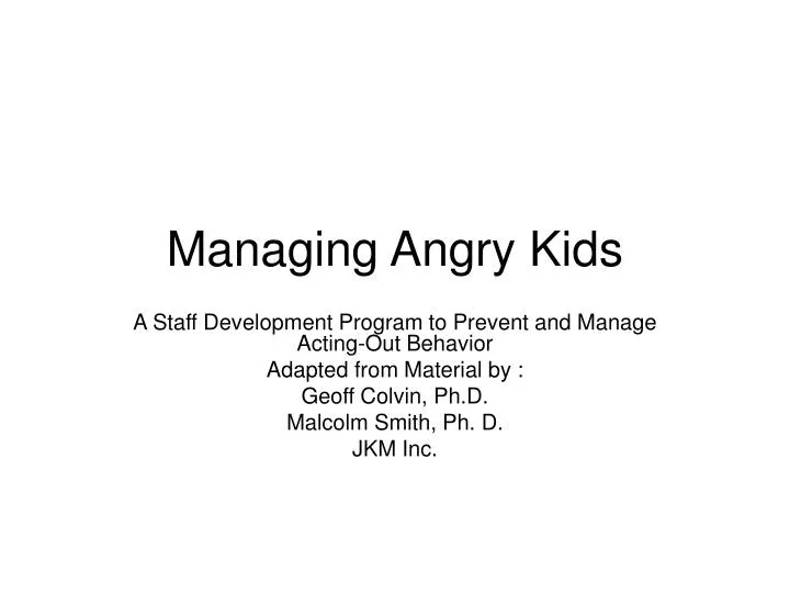 managing angry kids