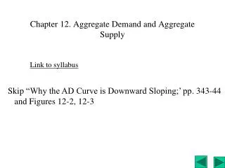 Chapter 12. Aggregate Demand and Aggregate Supply