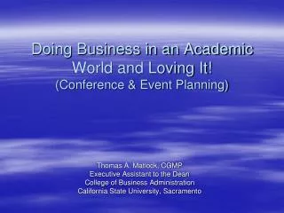 doing business in an academic world and loving it conference event planning