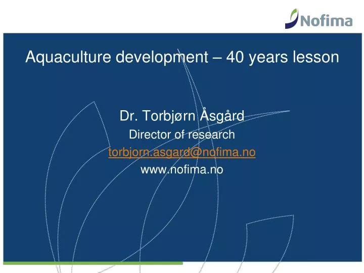 aquaculture development 40 years lesson