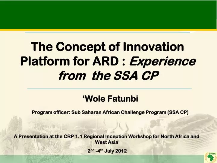 the concept of innovation platform for ard experience from the ssa cp