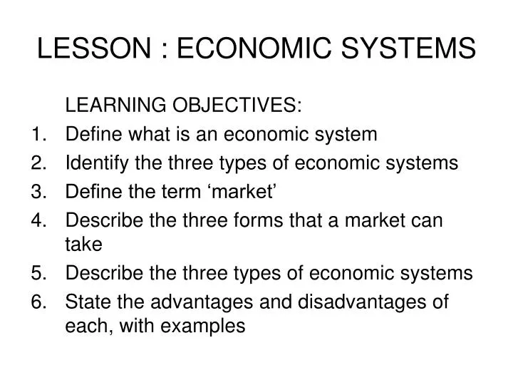 lesson economic systems
