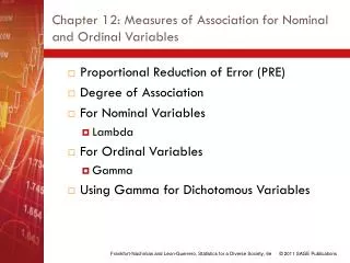 Chapter 12: Measures of Association for Nominal and Ordinal Variables