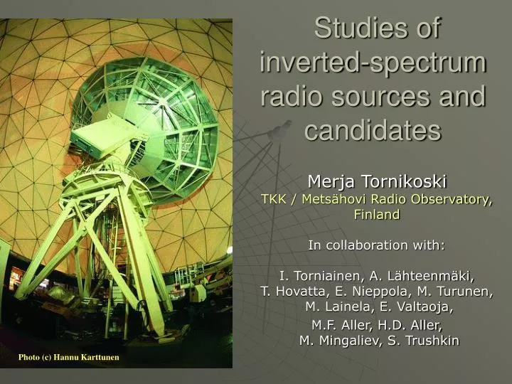 studies of inverted spectrum radio sources and candidates