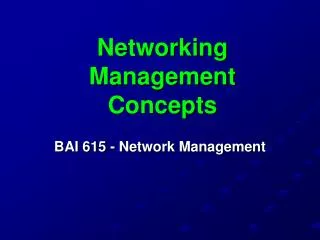 Networking Management Concepts