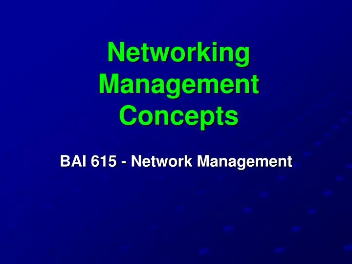 networking management concepts