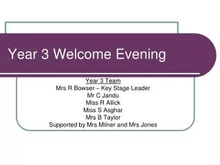 Year 3 Welcome Evening