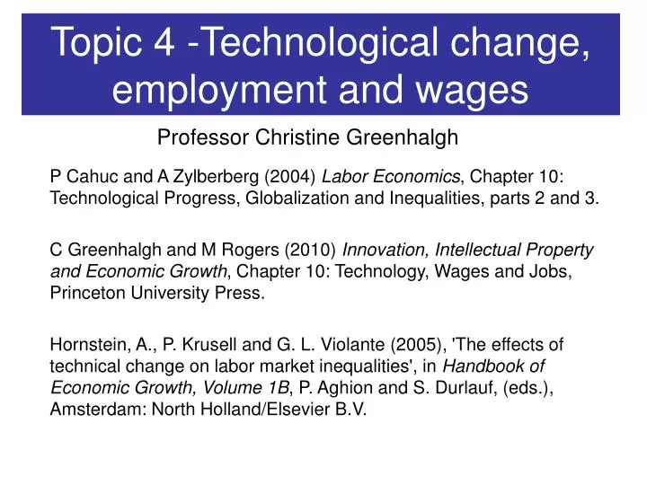 topic 4 technological change employment and wages