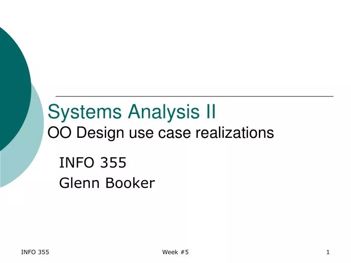 systems analysis ii oo design use case realizations