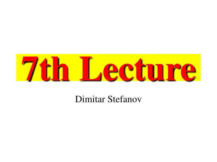7th lecture