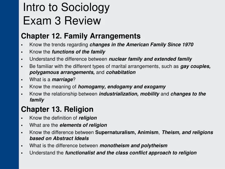 intro to sociology exam 3 review