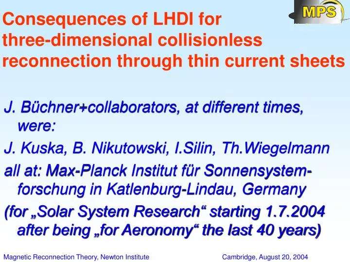 consequences of lhdi for three dimensional collisionless reconnection through thin current sheets