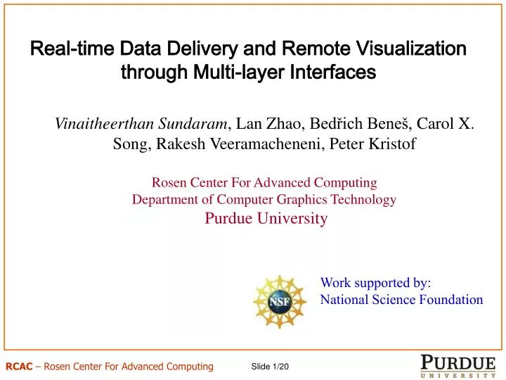 real time data delivery and remote visualization through multi layer interfaces