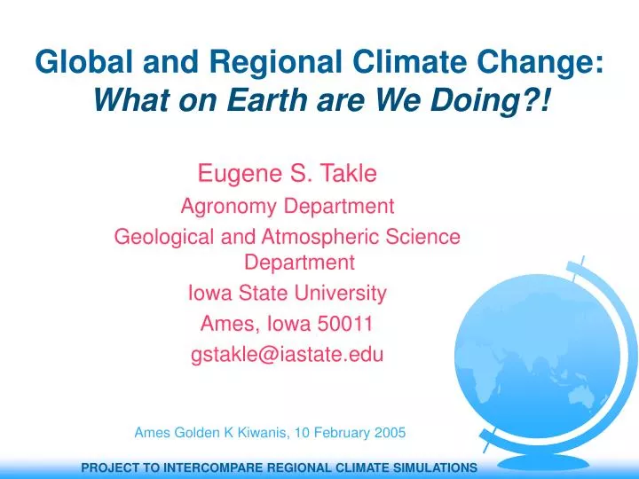 global and regional climate change what on earth are we doing