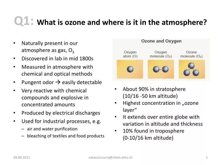 q1 what is ozone and where is it in the atmosphere