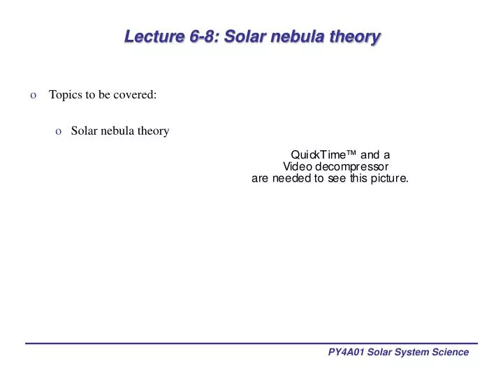 lecture 6 8 solar nebula theory