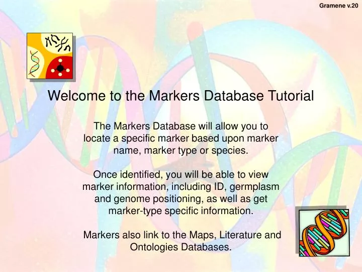 welcome to the markers database tutorial