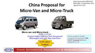 China Proposal for Micro-Van and Micro-Truck