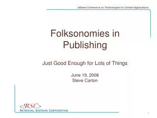 Folksonomies in Publishing