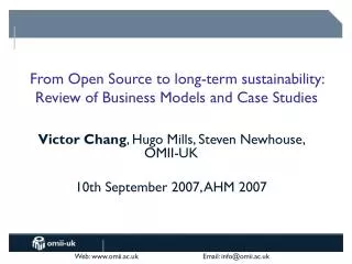 From Open Source to long-term sustainability: Review of Business Models and Case Studies