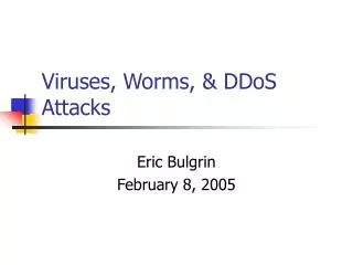 Viruses, Worms, &amp; DDoS Attacks