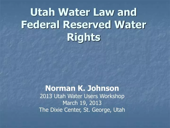 utah water law and federal reserved water rights
