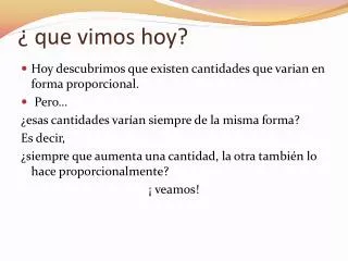 que vimos hoy
