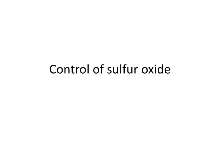 control of sulfur oxide