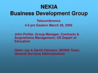 NEKIA Business Development Group