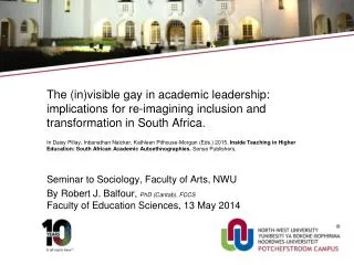 Seminar to Sociology, Faculty of Arts, NWU