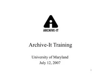 Archive-It Training