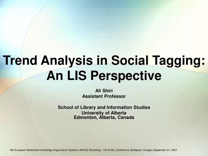 trend analysis in social tagging an lis perspective