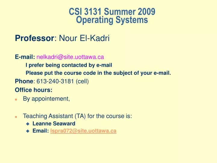 csi 3131 summer 2009 operating systems