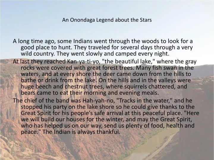 an onondaga legend about the stars