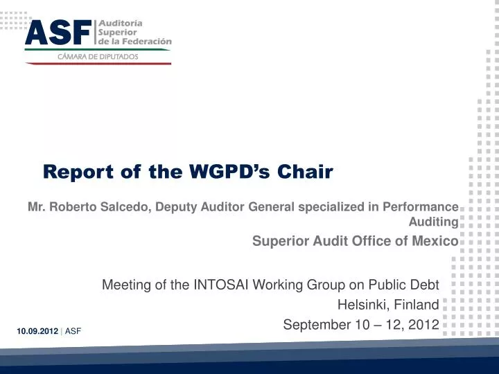 report of the wgpd s chair