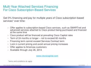 Multi-Year Attached Services Financing For Cisco Subscription-Based Services