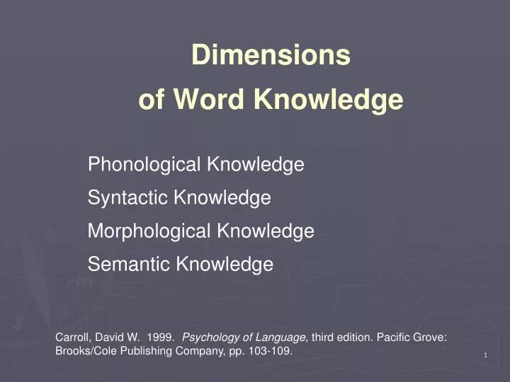 dimensions of word knowledge