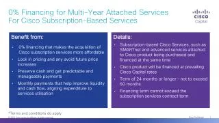 0% Financing for Multi-Year Attached Services For Cisco Subscription-Based Services
