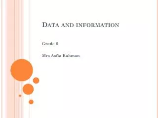 Data and information