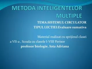 metoda inteligentelor multiple