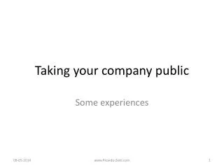 Taking your company public