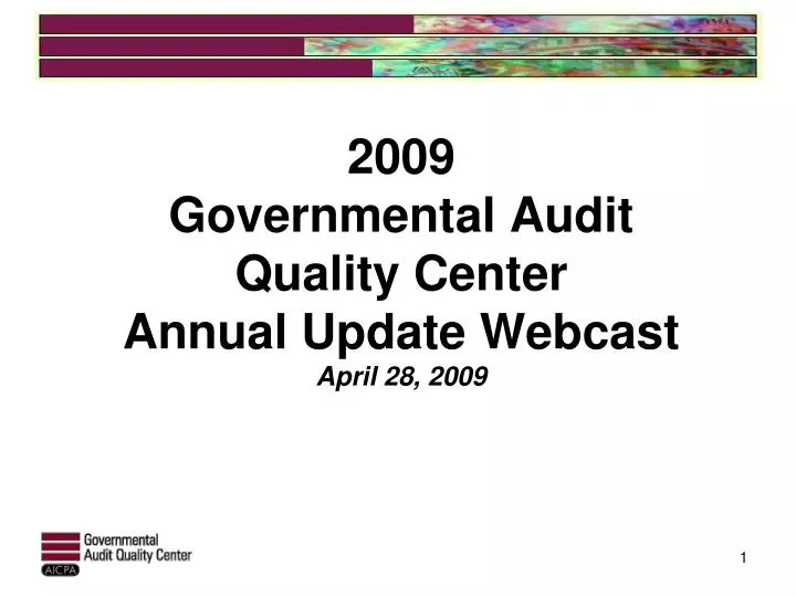 2009 governmental audit quality center annual update webcast april 28 2009