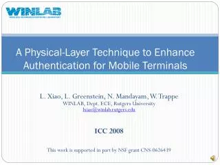 A Physical-Layer Technique to Enhance Authentication for Mobile Terminals