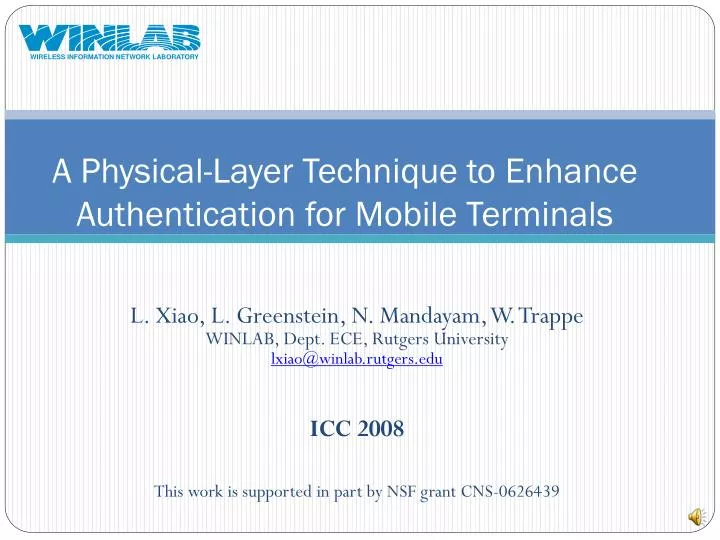 a physical layer technique to enhance authentication for mobile terminals